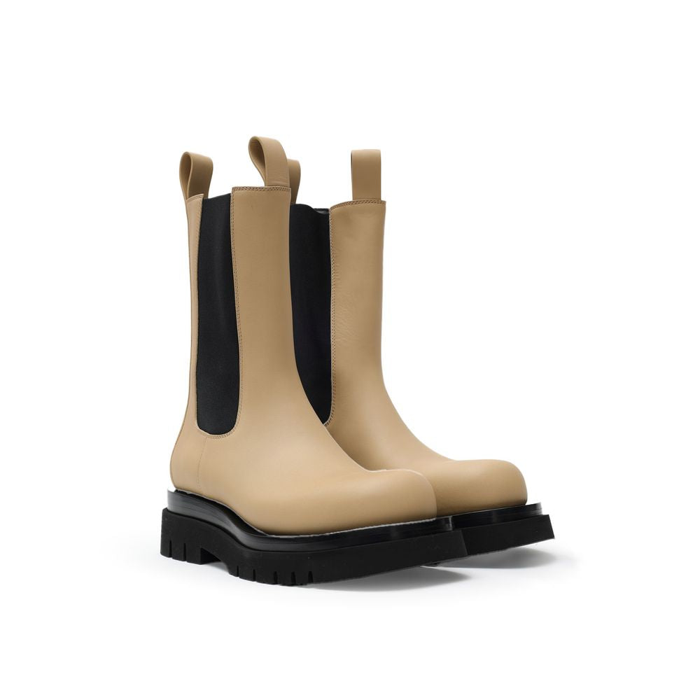 Beige Leather Chelsea Boots