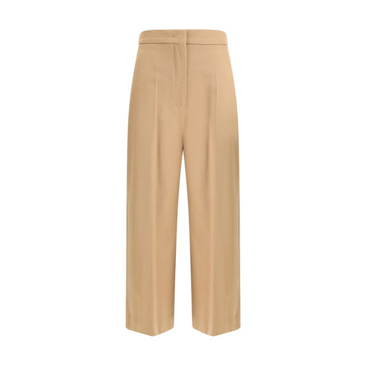Beige Fleece Wool Casual Pants