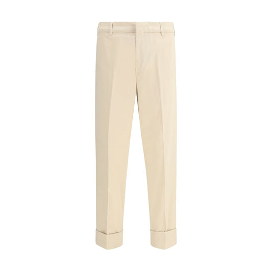 Beige Cotton Casual Pants