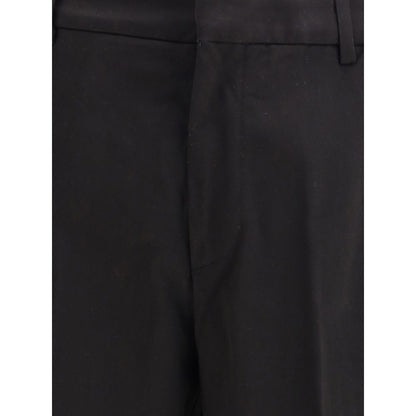 Black Cotton Casual Pants