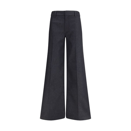 Black Polyester Flared Pants