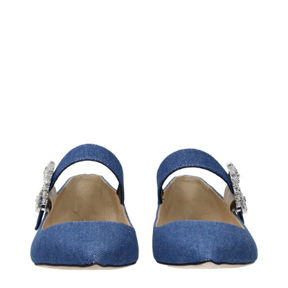 Blue Fabric Ballet Flats