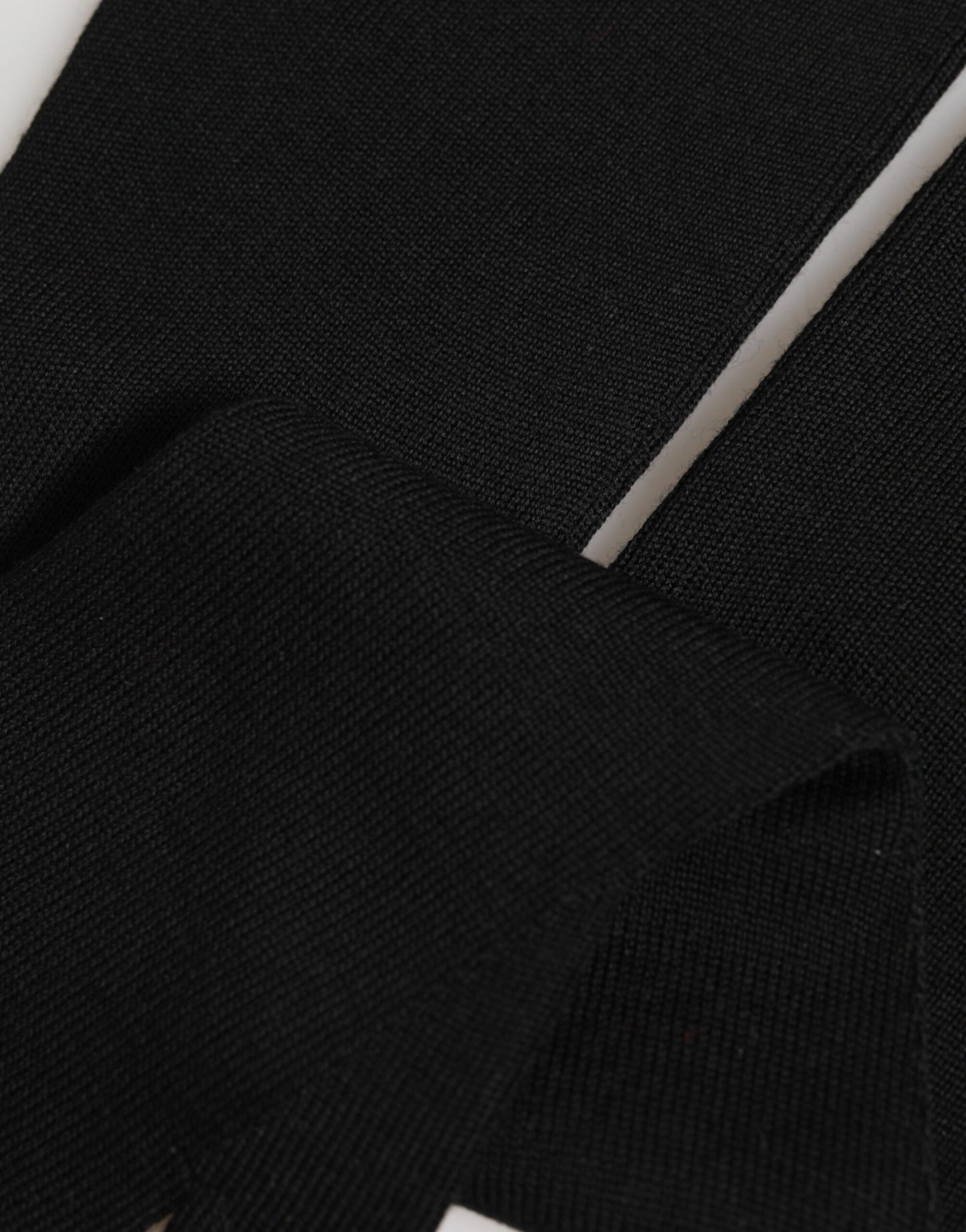 Black Virgin Wool Knitted Fingerless Men Gloves