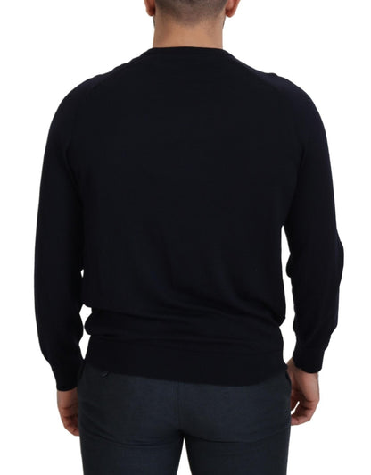 Black Wool Crewneck Pullover Sweatshirt Sweater