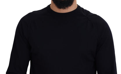 Black Wool Crewneck Pullover Sweatshirt Sweater