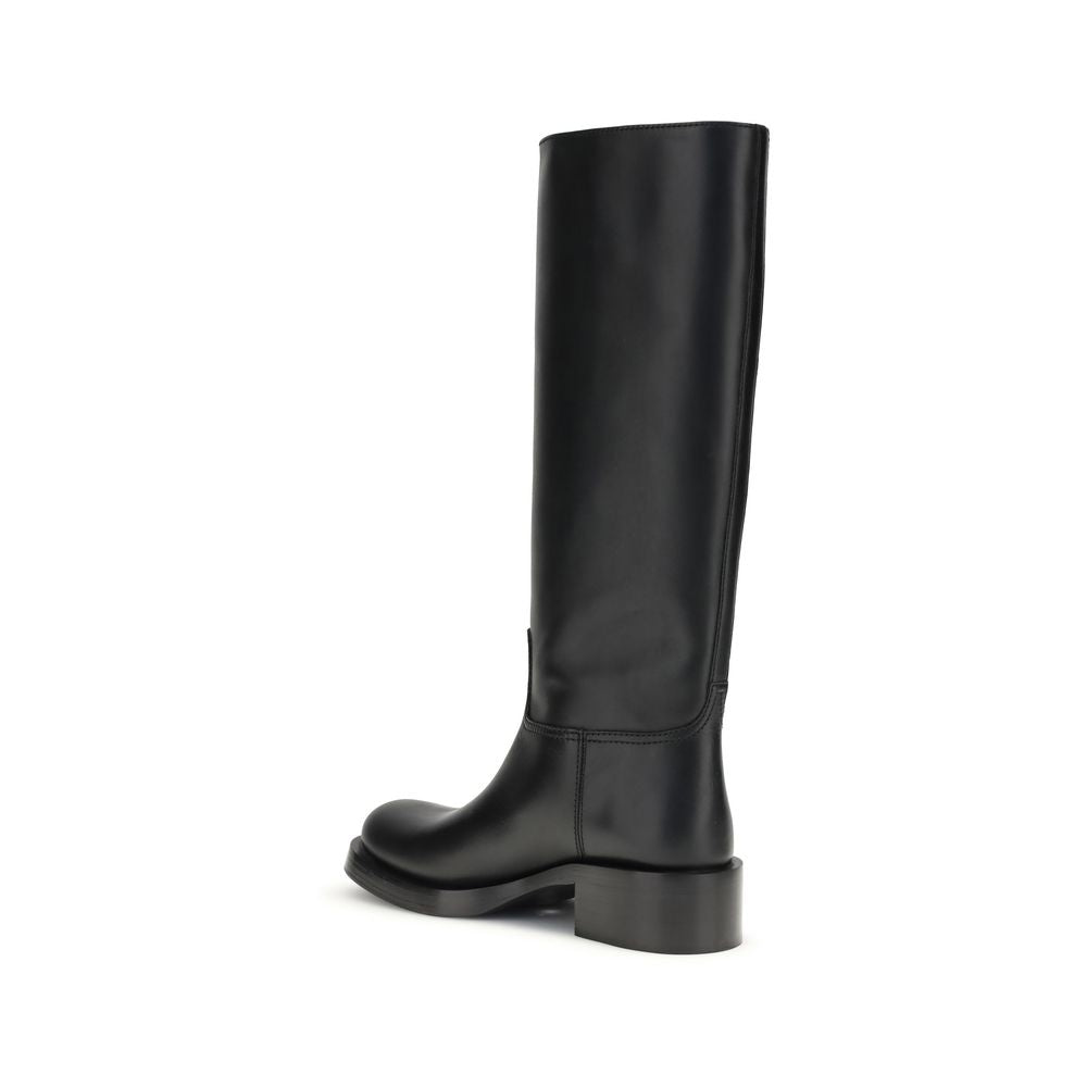 Black Calf Leather Bos Taurus High Heel Boots