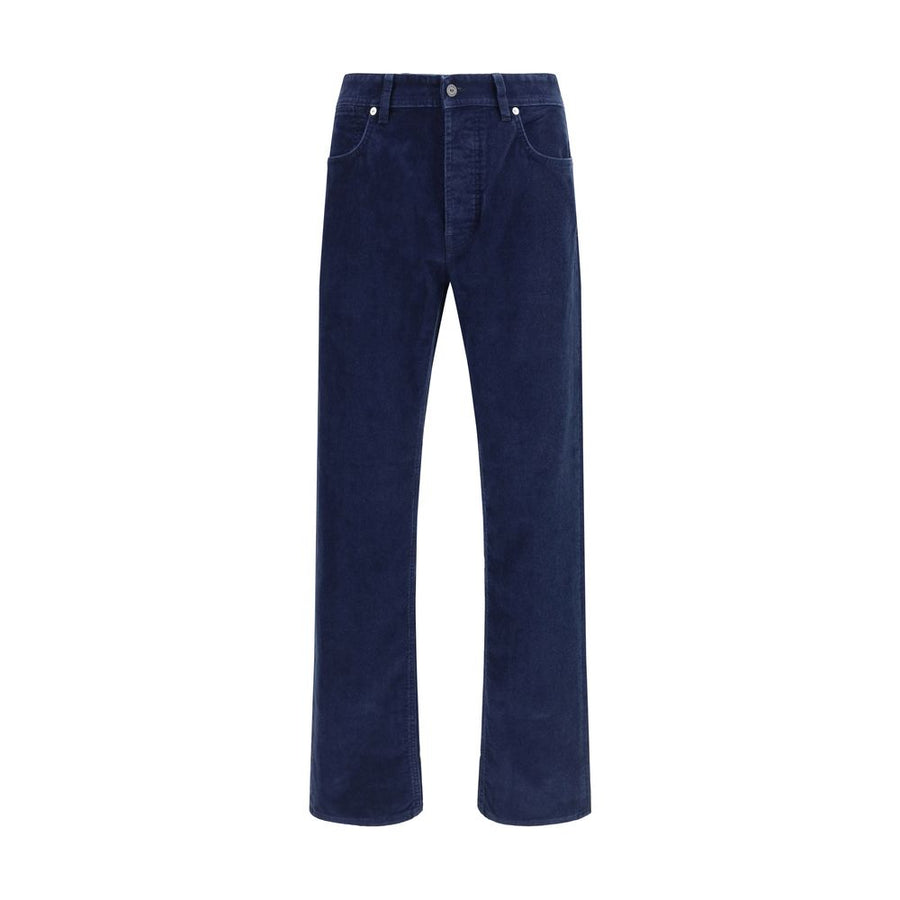 Blue Cotton Straight-Leg Jeans