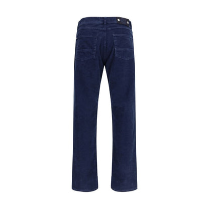 Blue Cotton Straight-Leg Jeans