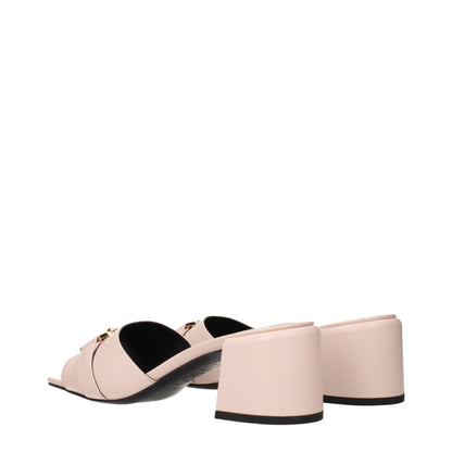 Pink Leather Platform Sandals