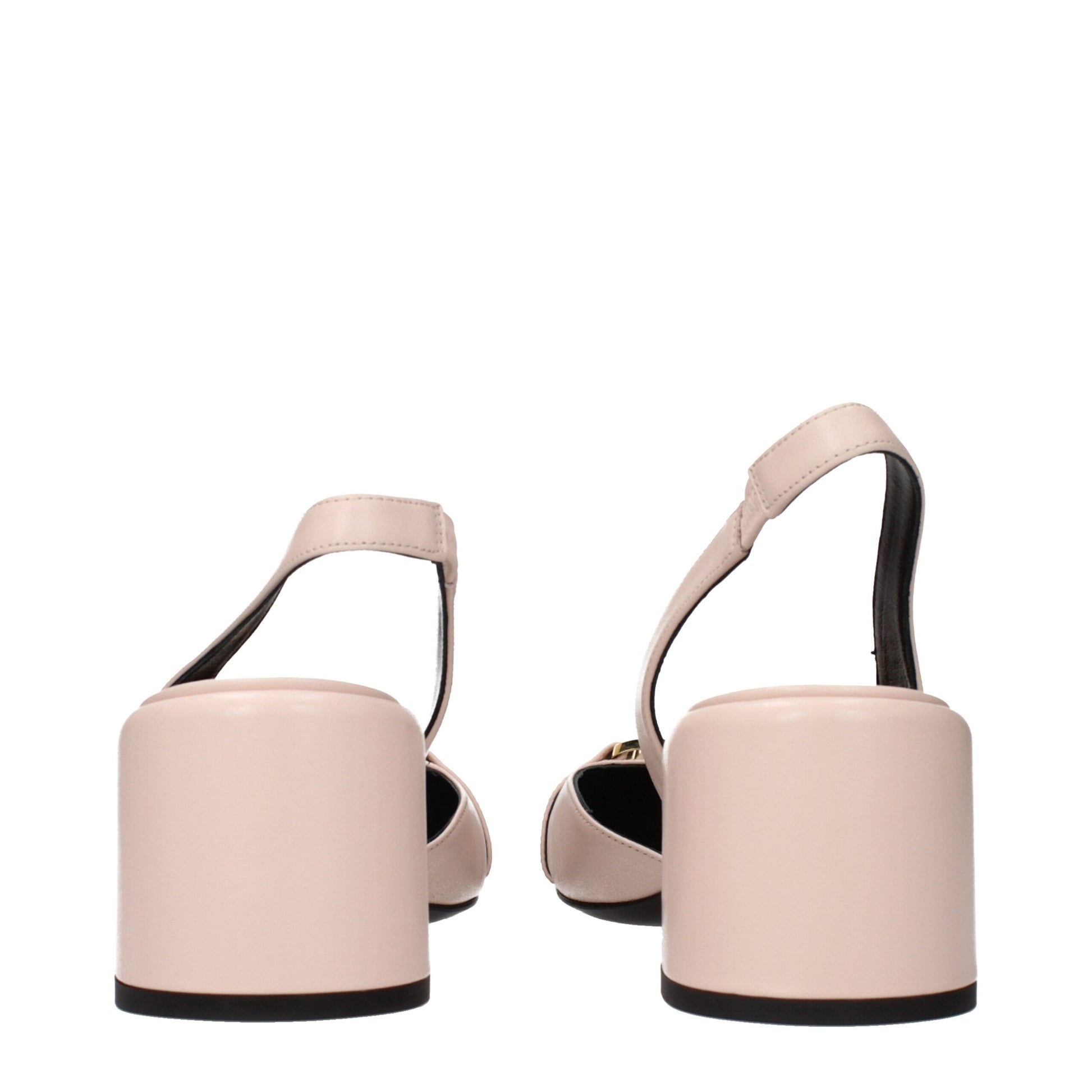 Pink Leather Mid Heel Pumps