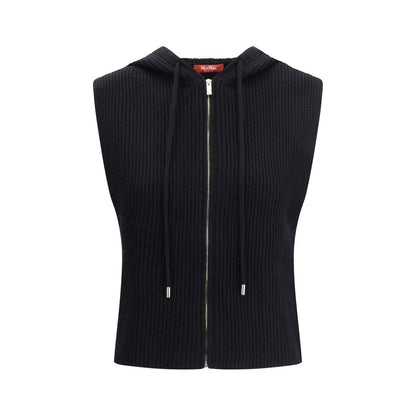 Black Wool Sleveless Jacket