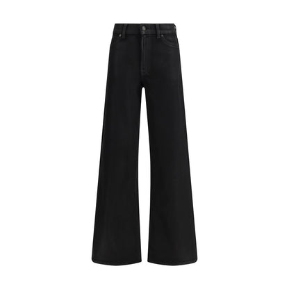Black Cotton Flared Jeans