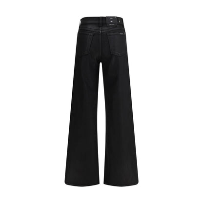 Black Cotton Flared Jeans