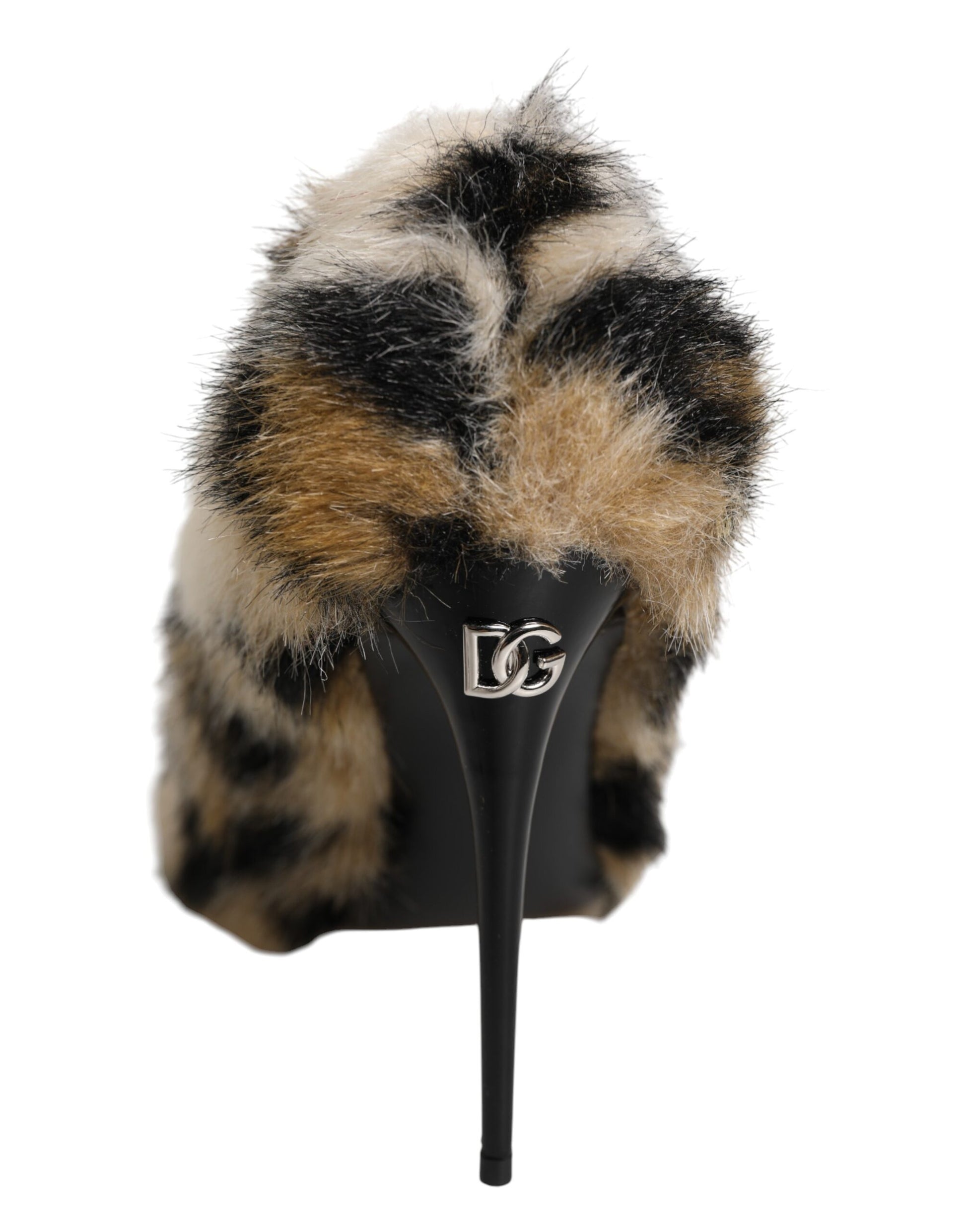 Brown Fur Leopard High Heels Pumps Shoes