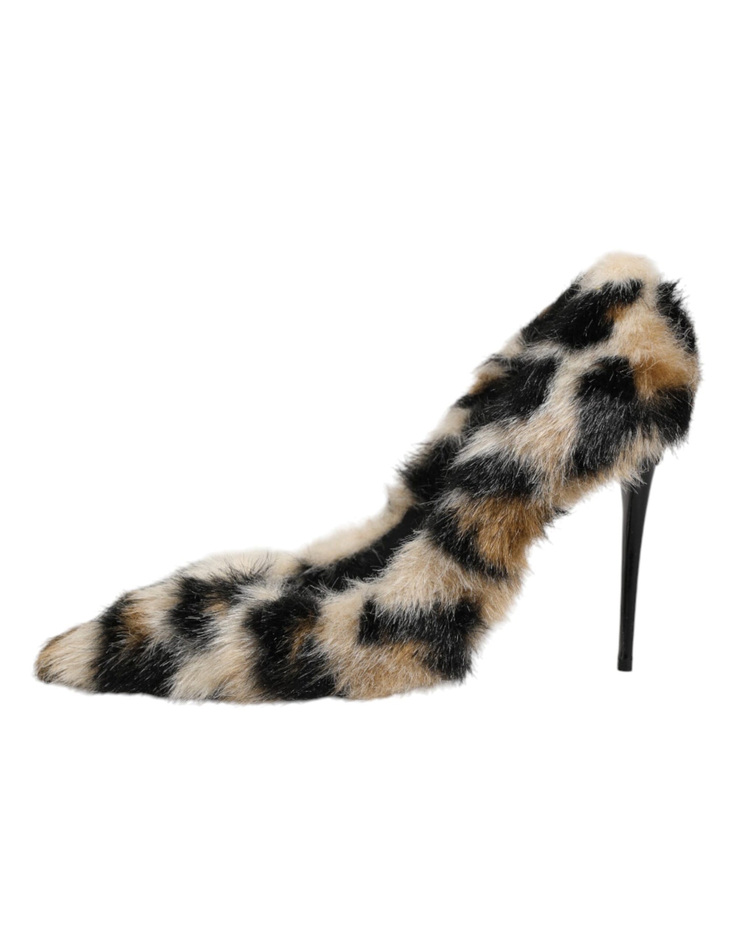 Brown Fur Leopard High Heels Pumps Shoes