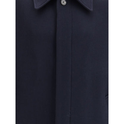 Blue Fleece Wool Coat