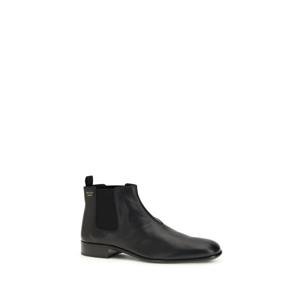 Black Calf Leather Bos Taurus Ankle Boots
