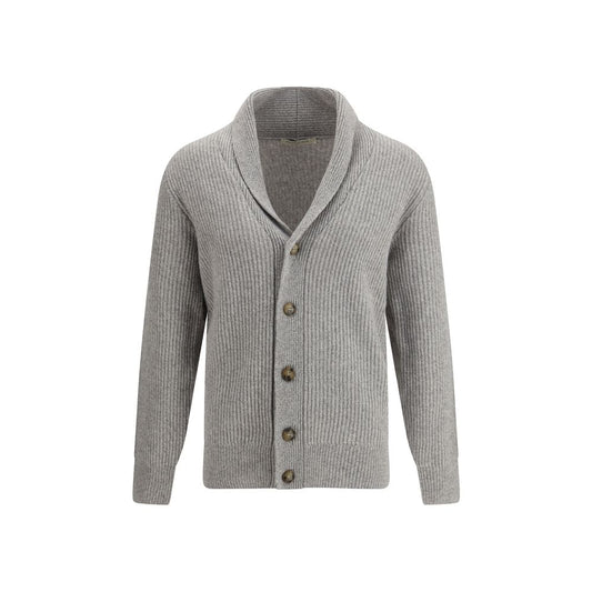Gray Fleece Wool Cardigan