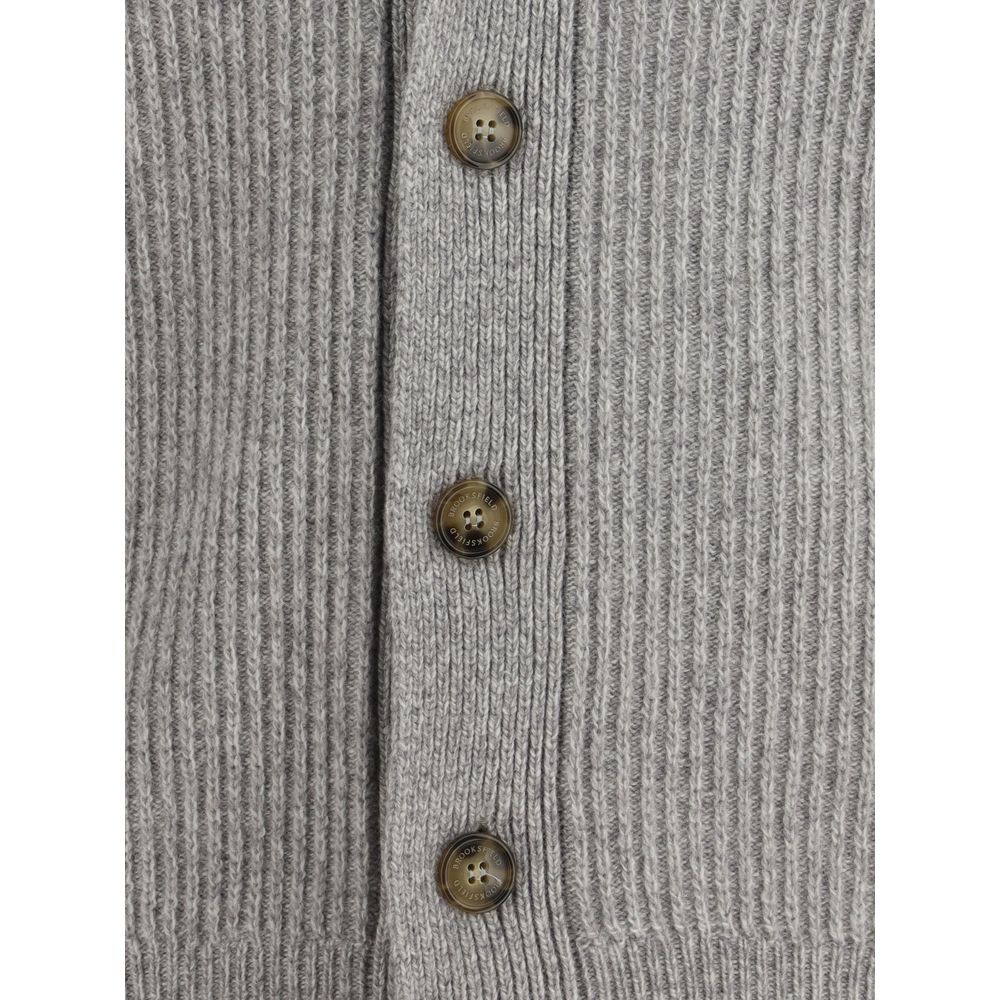 Gray Fleece Wool Cardigan
