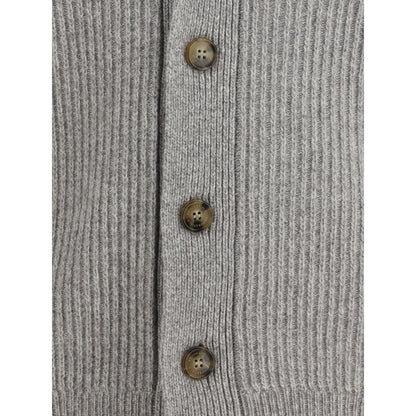 Gray Fleece Wool Cardigan