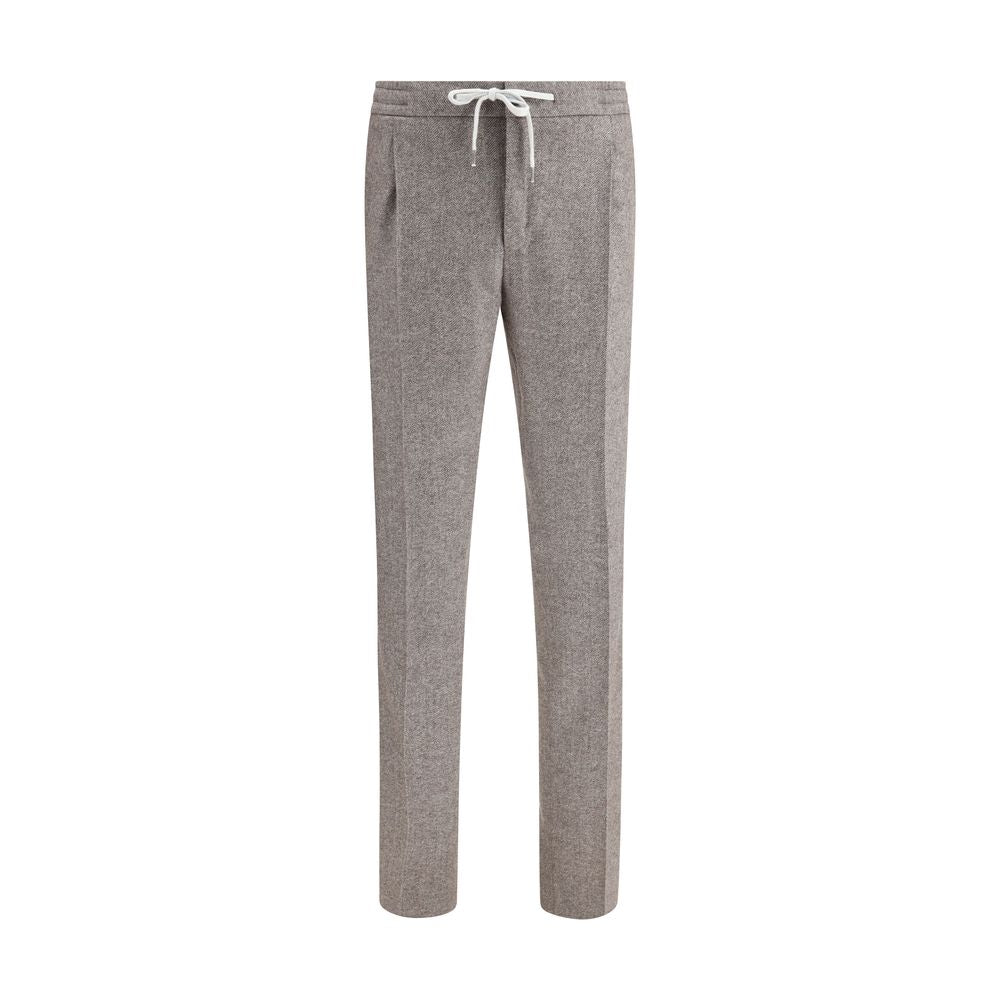 Brown Fleece Wool Casual Pants
