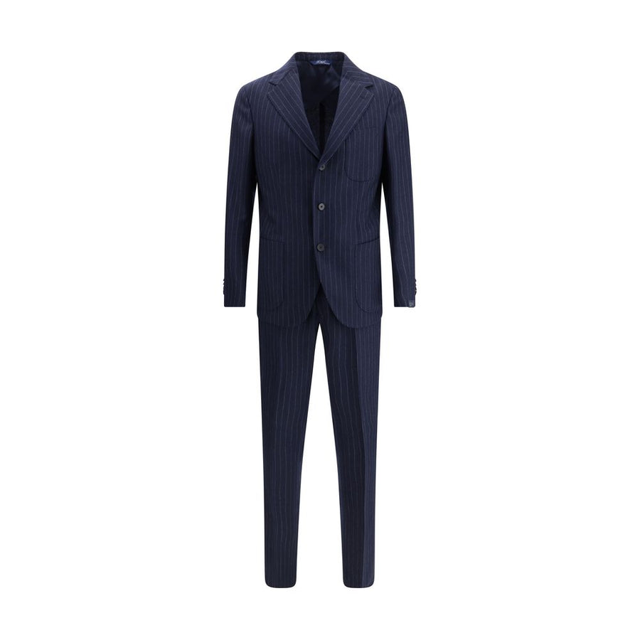 Blue Fleece Wool Two-Piece Suit
