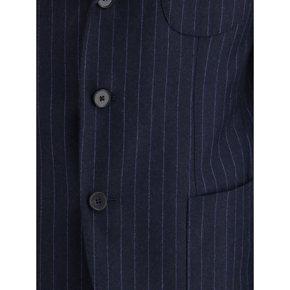 Blue Fleece Wool Two-Piece Suit
