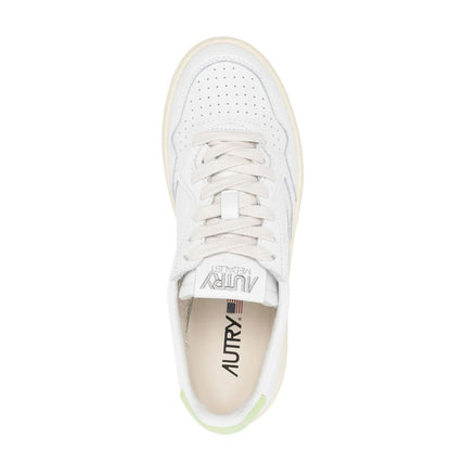 White Leather Low Top Sneakers