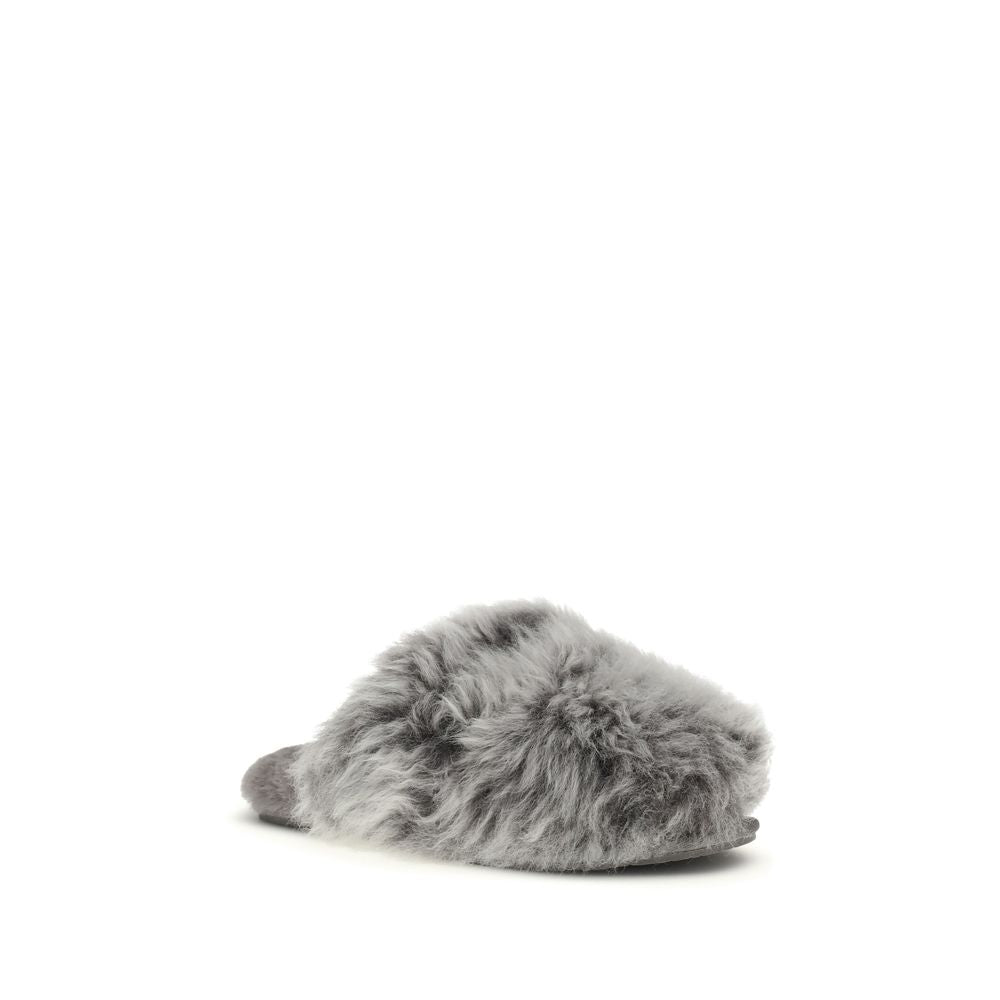 Gray Leather Slippers