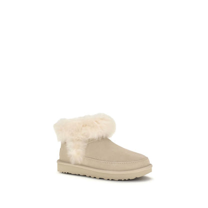 Beige Leather Ankle Boots