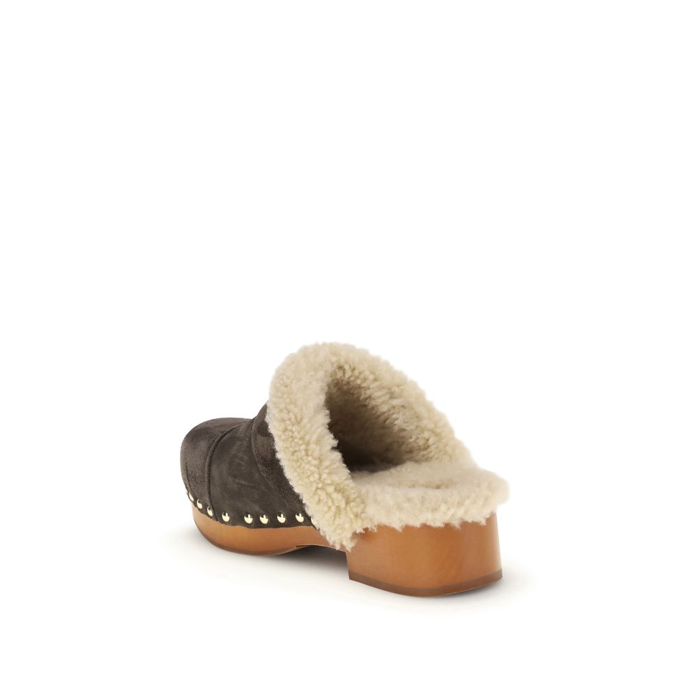 Brown Fur Clogs