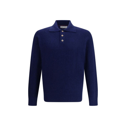 Blue Cashmere Polo Shirt