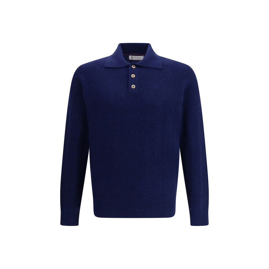 Blue Cashmere Polo Shirt
