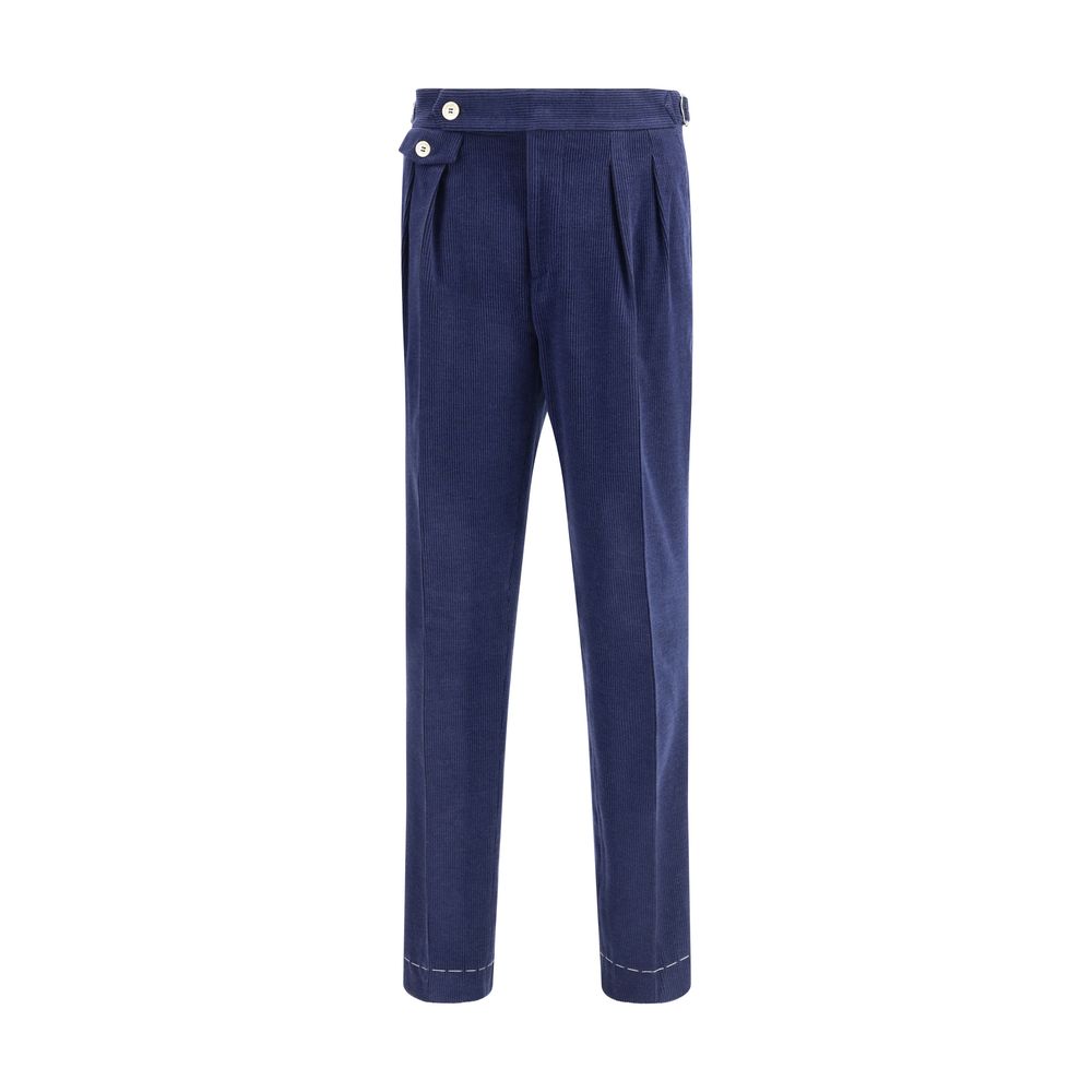 Blue Wool Casual Pants