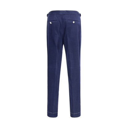 Blue Wool Casual Pants