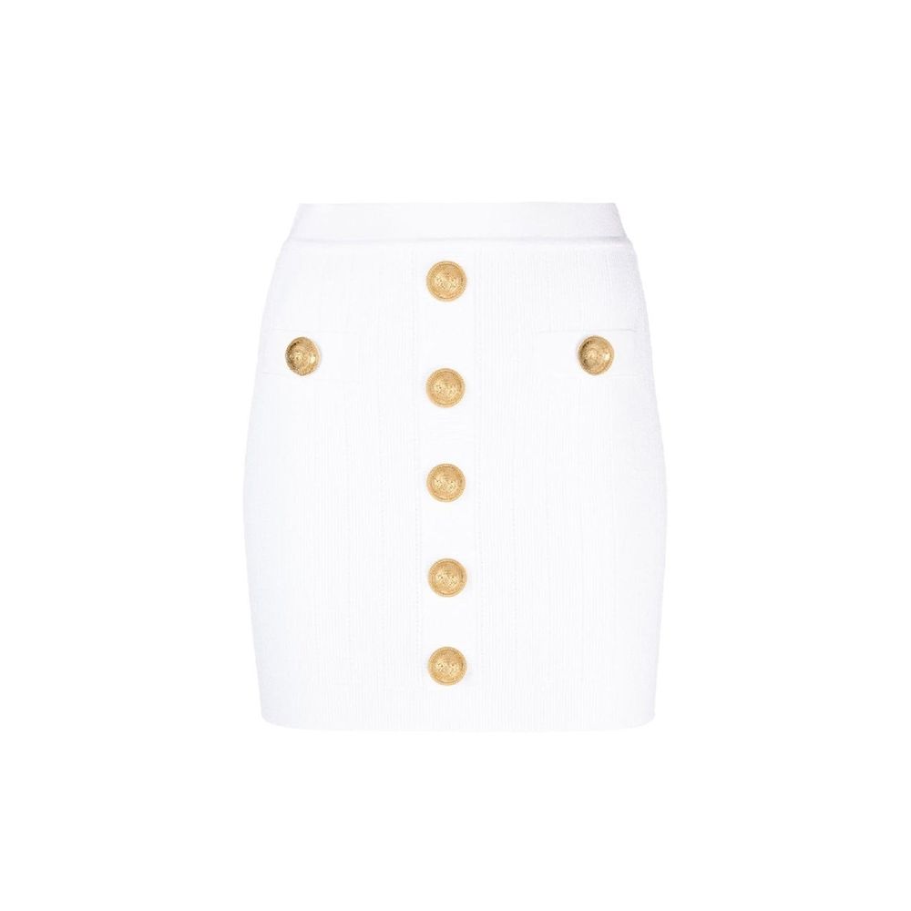 White Polyester Mini Skirt