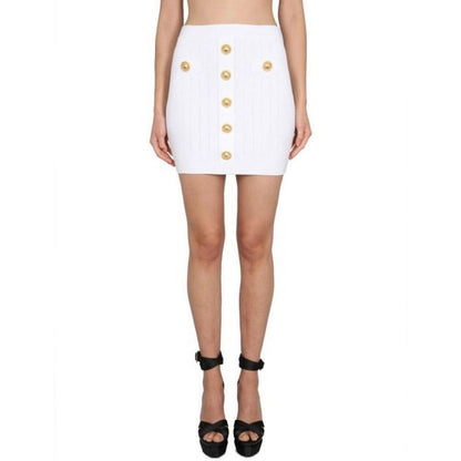 White Polyester Mini Skirt