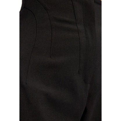 Black Elastane Casual Pants