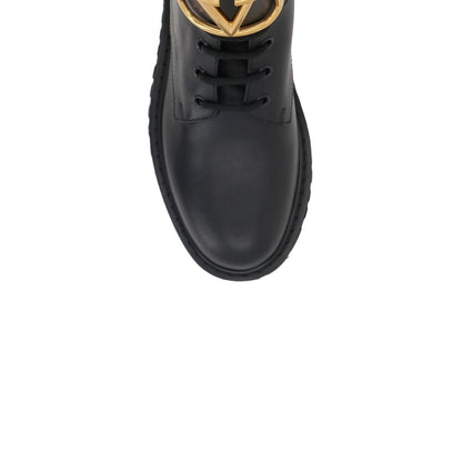 Black Calfskin Lace-Up Boots