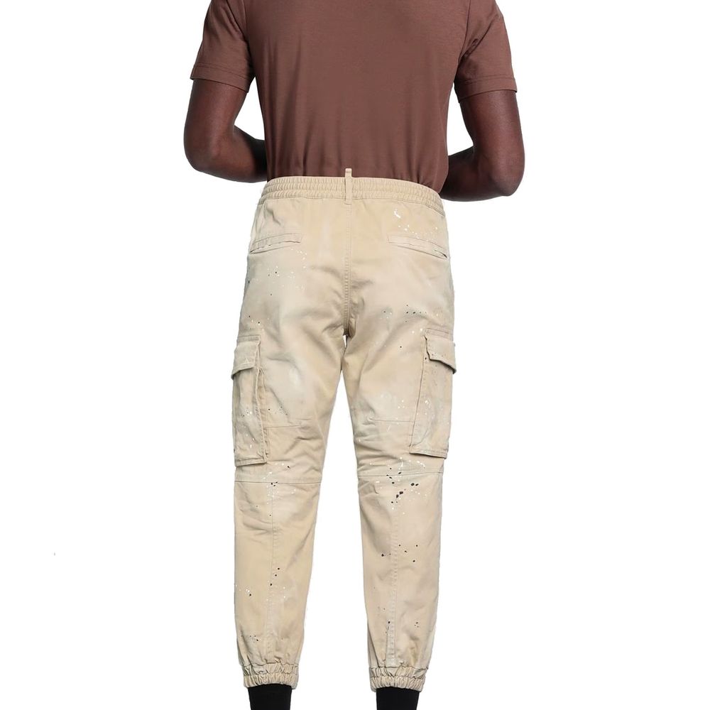 Beige Cotton Cargo Pants