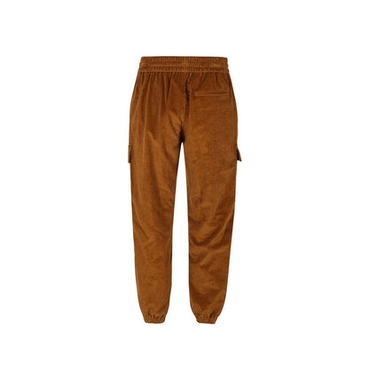 Brown Cotton Casual Pants