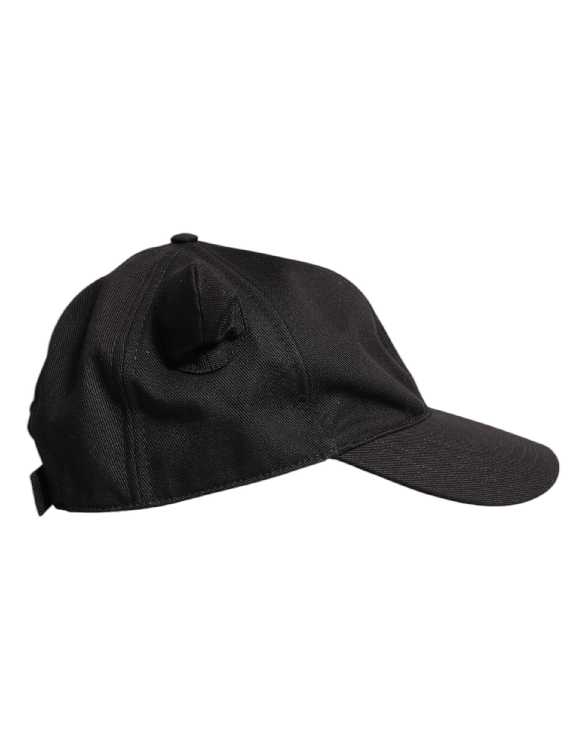 Black Cotton Logo Patch 6 Panels Baseball Cap Hat