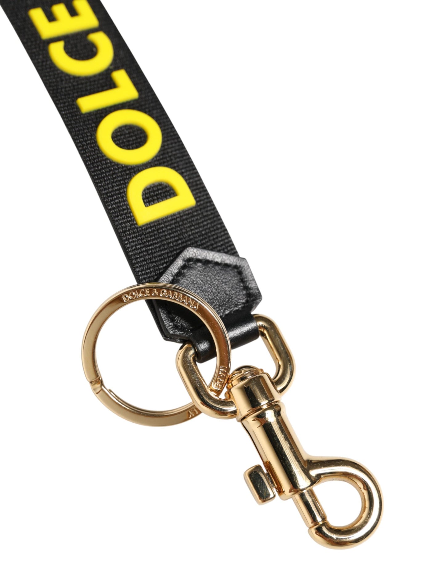 Black Yellow Logo Letaher Brass Holder Keychain Keyring