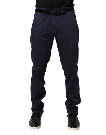 Blue Cotton Stretch Straight Fit Men Chino Trouser Pants