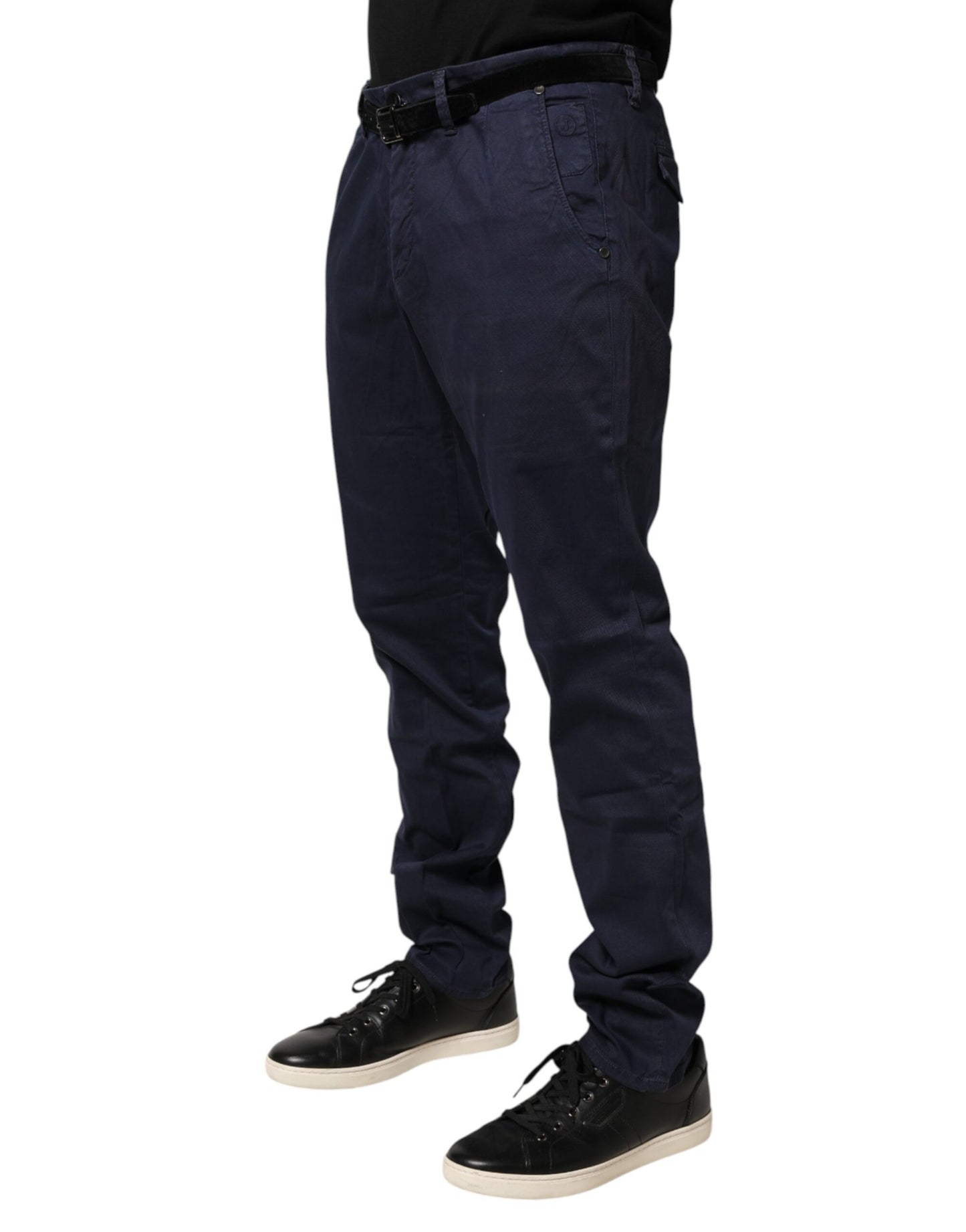 Blue Cotton Stretch Straight Fit Men Chino Trouser Pants