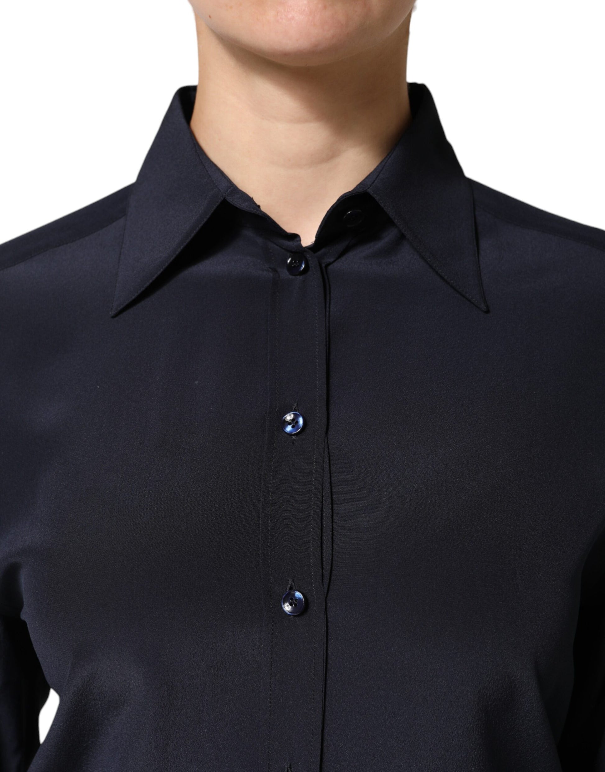 Blue Collared Long Sleeves Dress Shirt Top