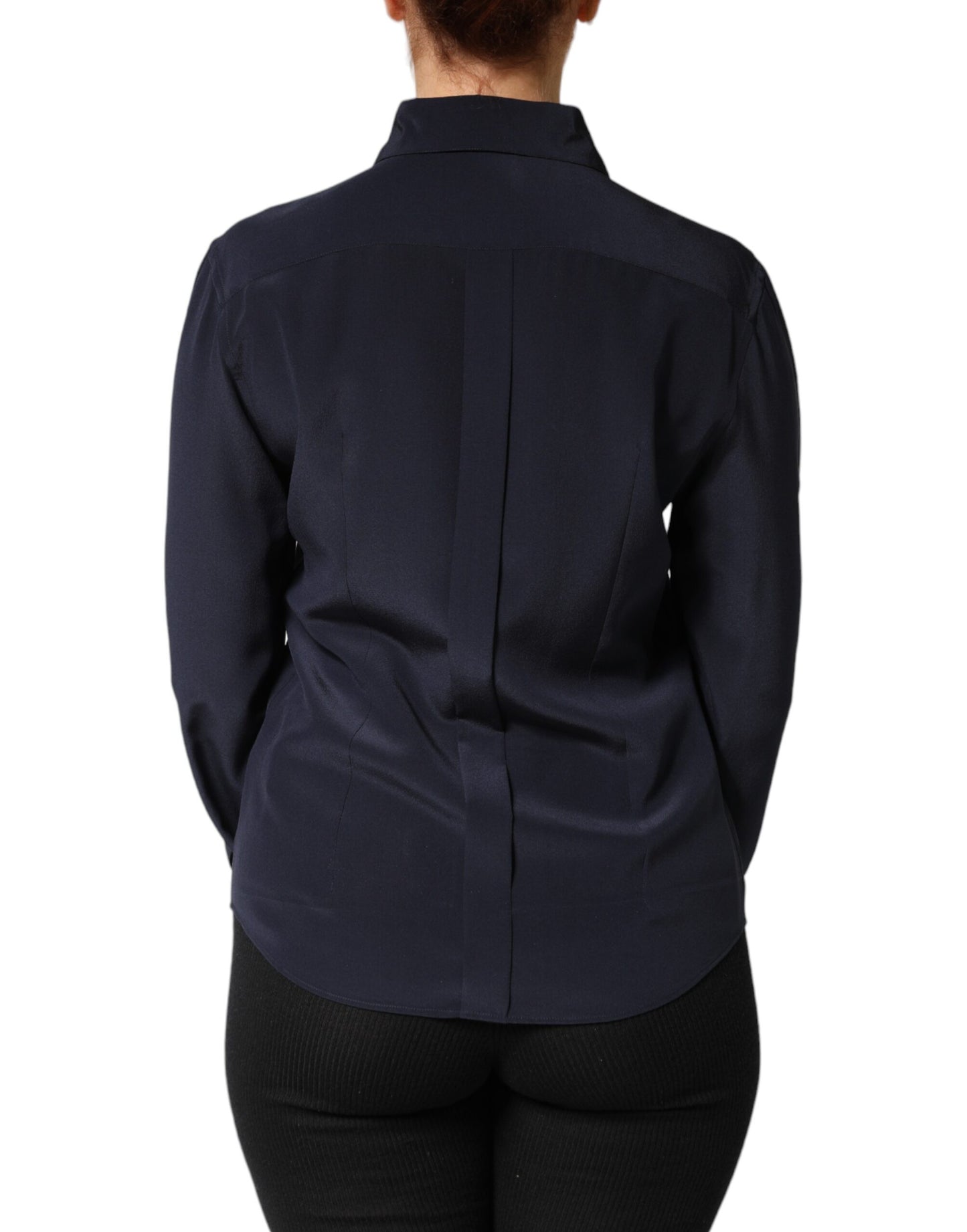 Blue Collared Long Sleeves Dress Shirt Top