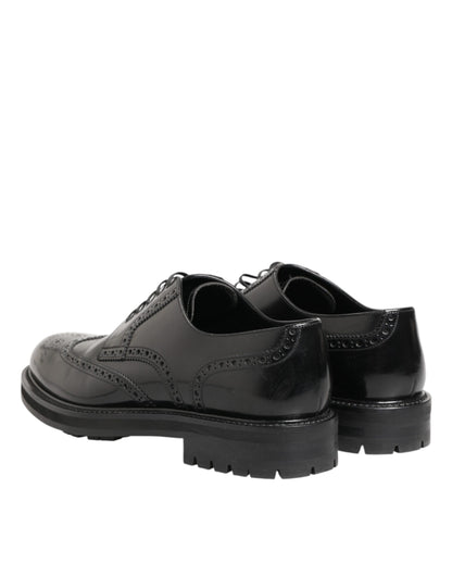 Black Calfskin Leather Derby Men Dress Shoes