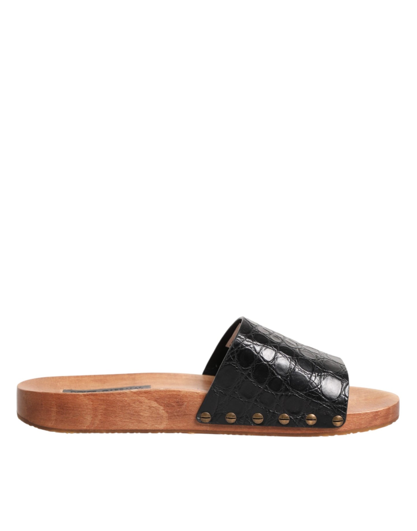 Black Brown Leather Slides Sandals Shoes