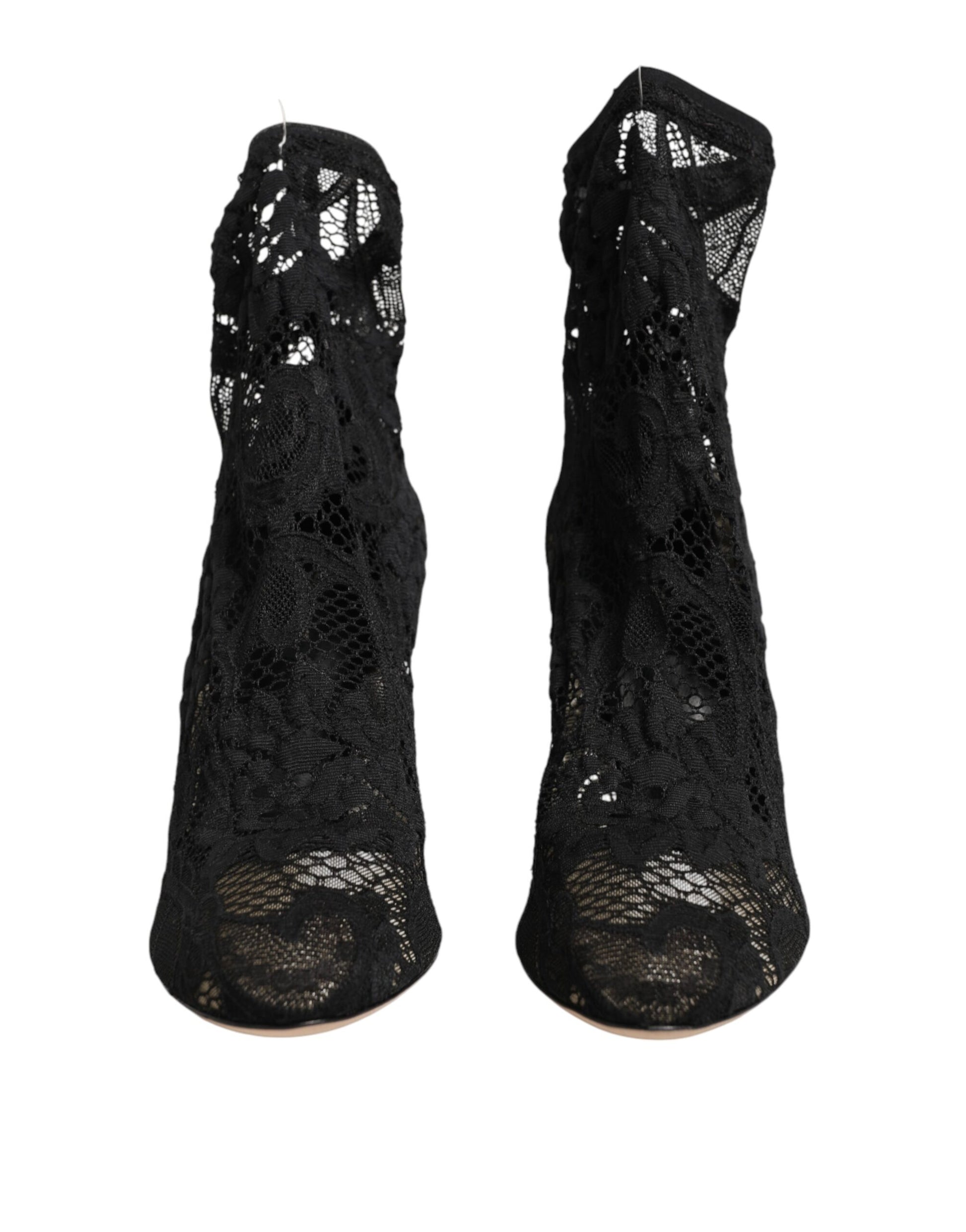 Black Stretch Socks Taormina Lace Boot Shoes